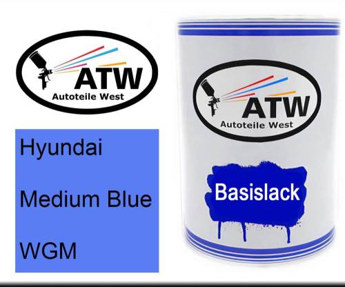 Hyundai, Medium Blue, WGM: 500ml Lackdose, von ATW Autoteile West.